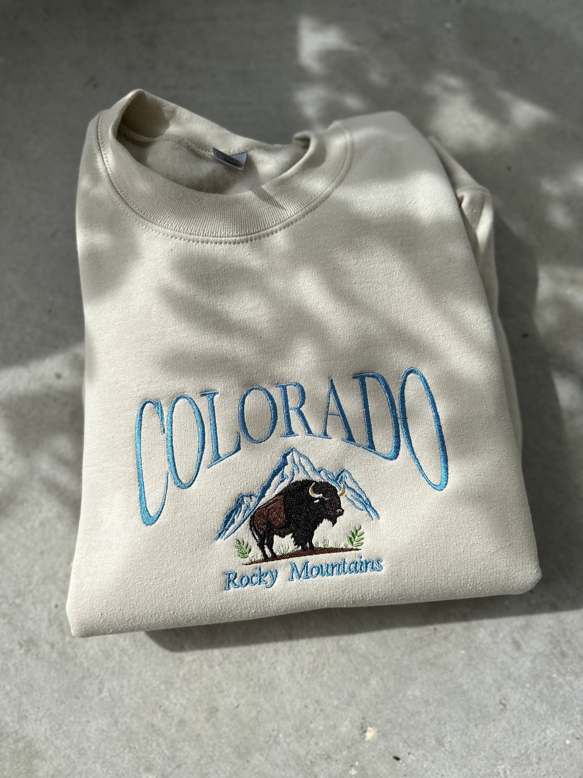 Colorado Bison Embroidered Sweatshirt, Colorado Mountain Embroidered Sweatshirt