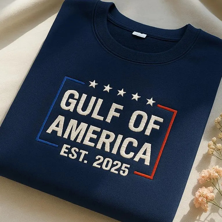 Gulf of America Sweatshirt Embroidery, Funny Gulf of Mexico USA Shirt, Gulf of America Parody Shirt, American