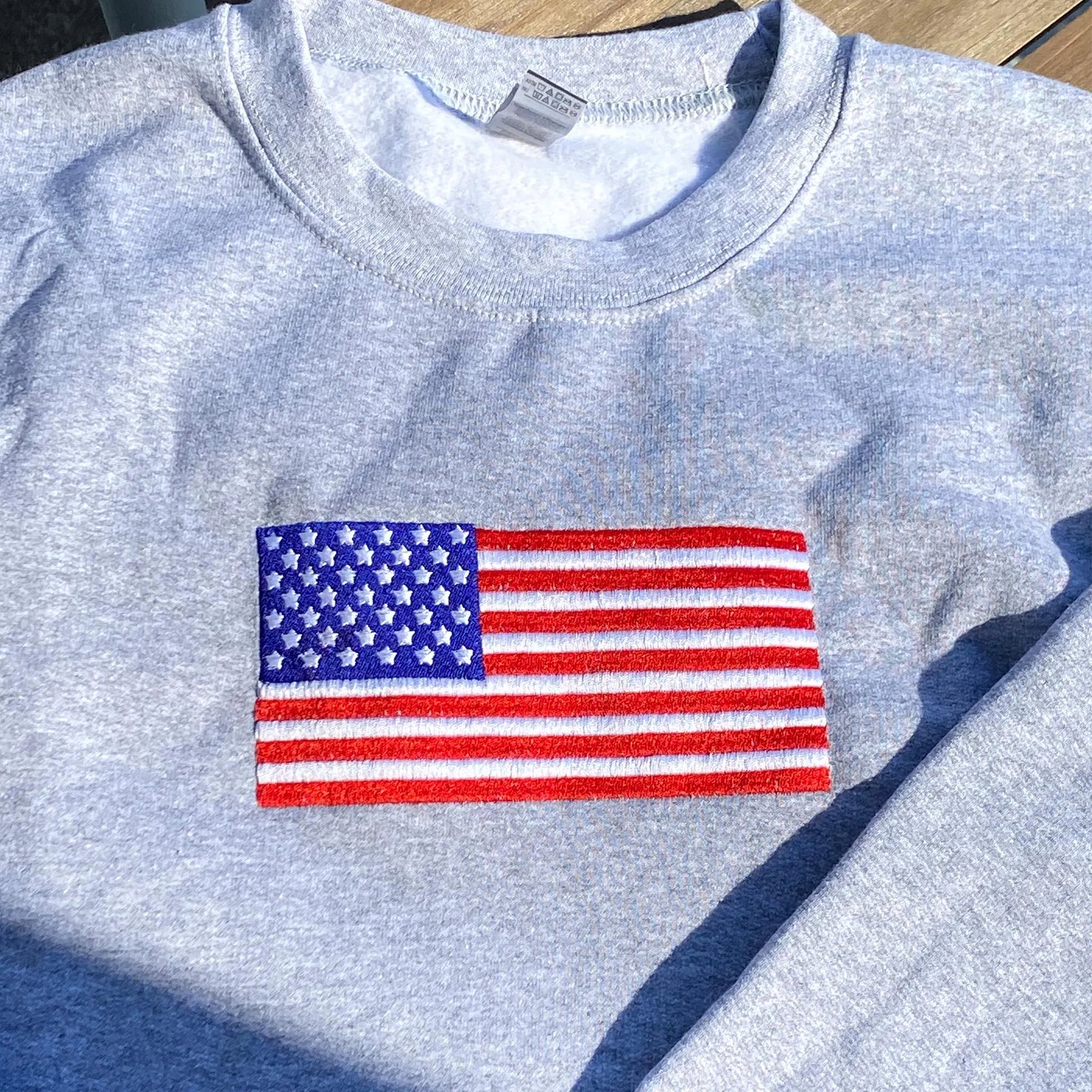 American Flag Embroidered Sweatshirt - USA Patriotic Crewneck - USA Shirt - America Sweatshirt - 4th of July Gift For Men and Women