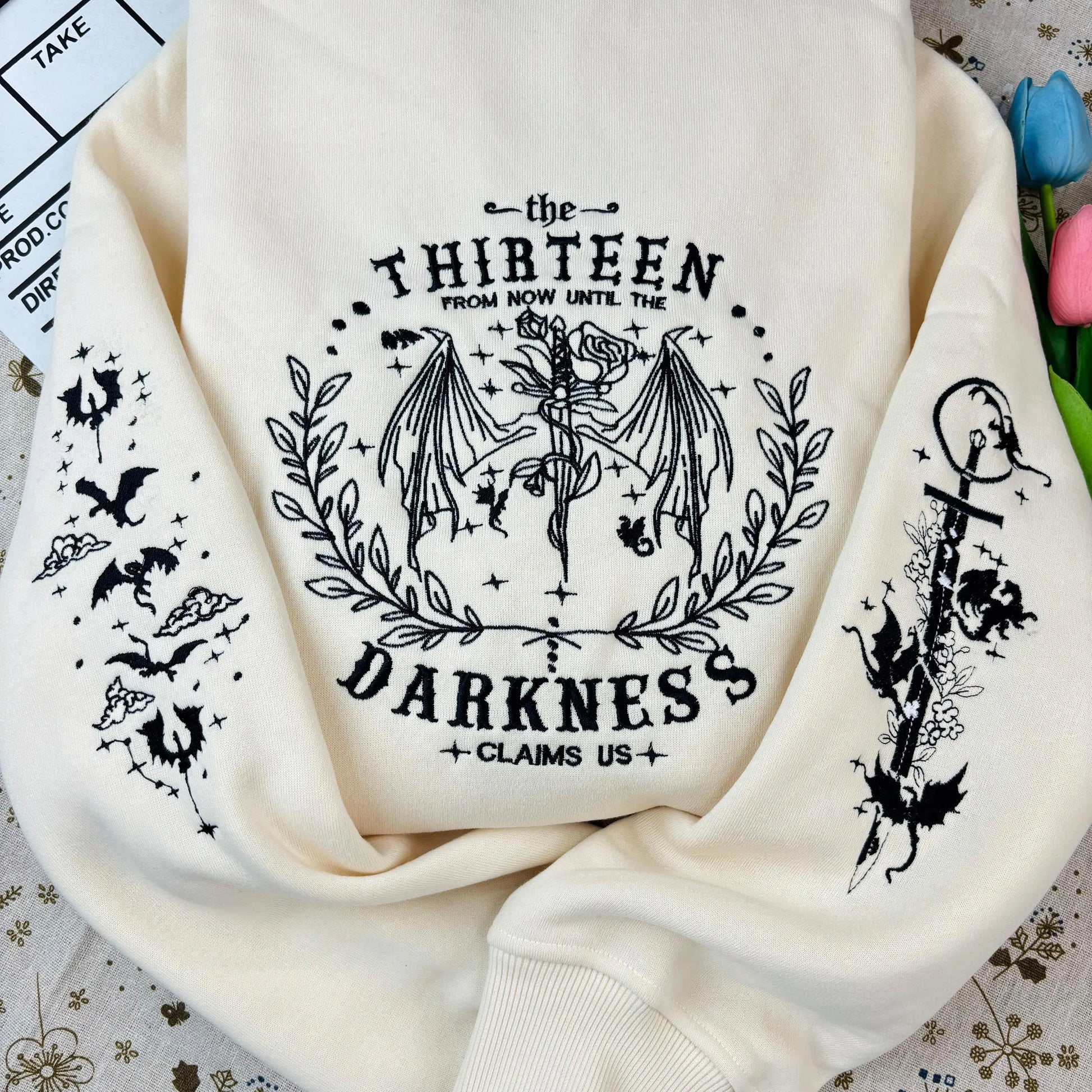 The Thirteen Throne Of Glass Embroidered Sweatshirt, From Now Until the Darkness Claims Us Embroidered Shirt, Fastastic Reader