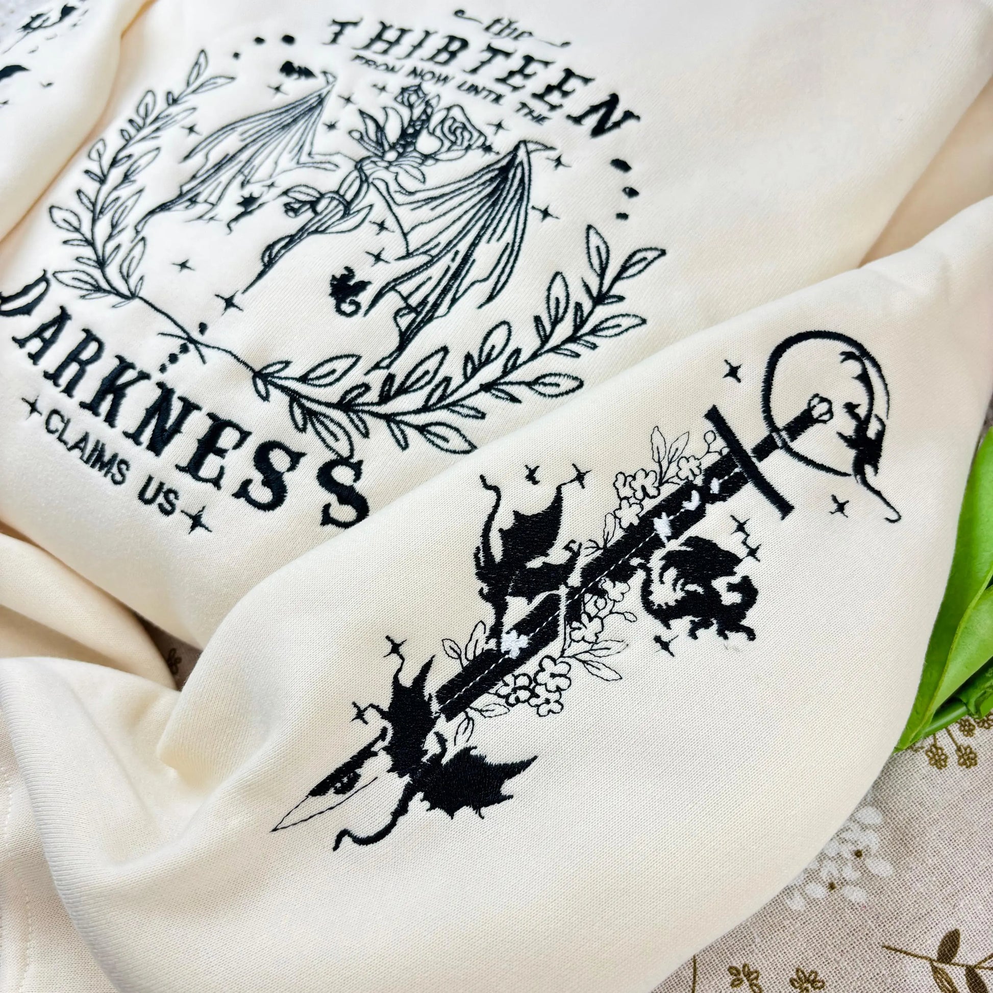 The Thirteen Throne Of Glass Embroidered Sweatshirt, From Now Until the Darkness Claims Us Embroidered Shirt, Fastastic Reader