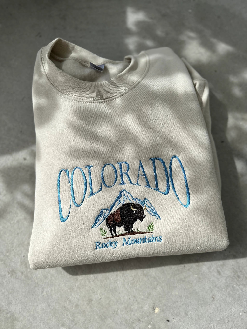Colorado Bison Embroidered Sweatshirt, Colorado Mountain Embroidered Sweatshirt