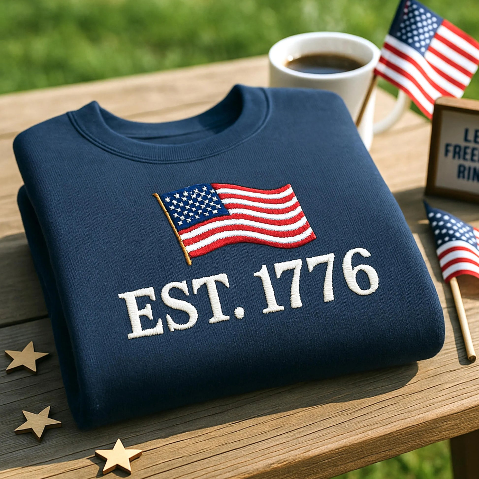 Embroidered Sweatshirt, American History 1776 Embroidery Shirt, USA Flag 1776 Shirt, 4th of July Gifts, Fourth of July Shirt
