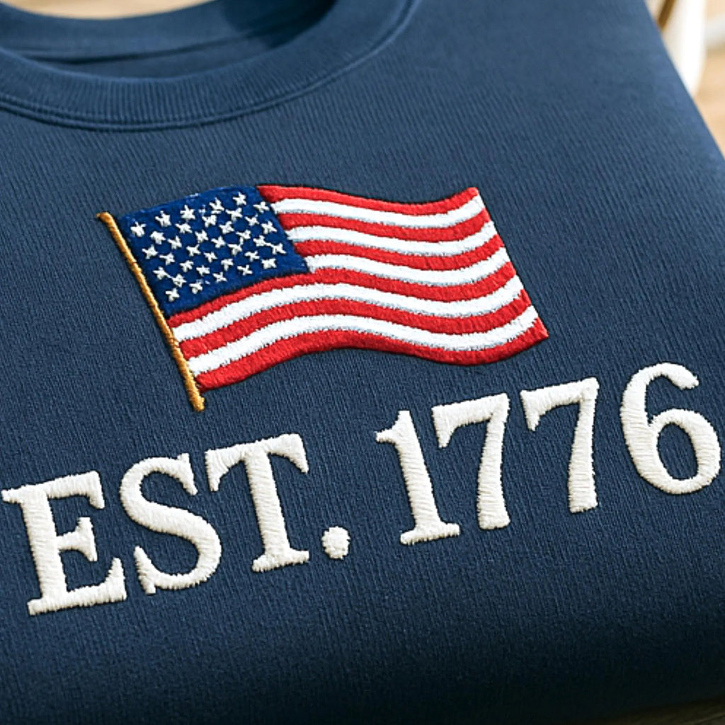Embroidered Sweatshirt, American History 1776 Embroidery Shirt, USA Flag 1776 Shirt, 4th of July Gifts, Fourth of July Shirt