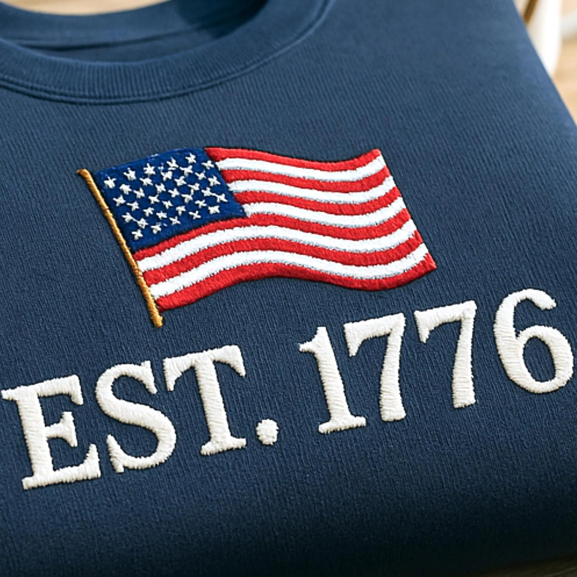 Embroidered Sweatshirt, American History 1776 Embroidery Shirt, USA Flag 1776 Shirt, 4th of July Gifts, Fourth of July Shirt