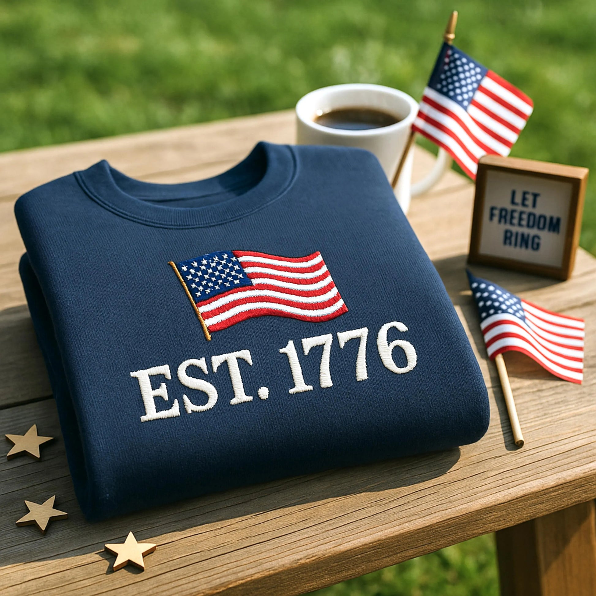 Embroidered Sweatshirt, American History 1776 Embroidery Shirt, USA Flag 1776 Shirt, 4th of July Gifts, Fourth of July Shirt