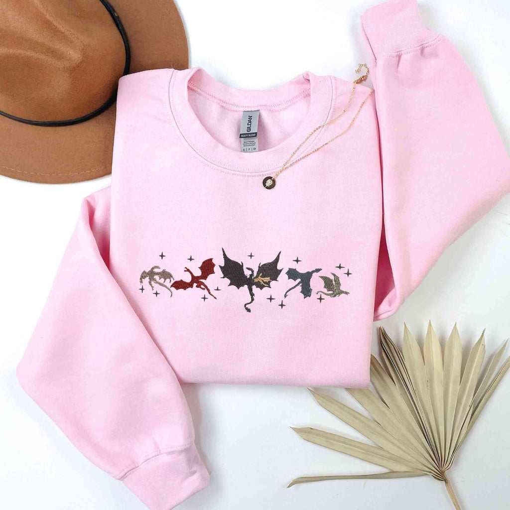 Embroidered Fourth Wing Sweatshirt – Basgiath War College Crewneck – Fantasy Dragon Reader Gift – Bookish Embroidery Sweater