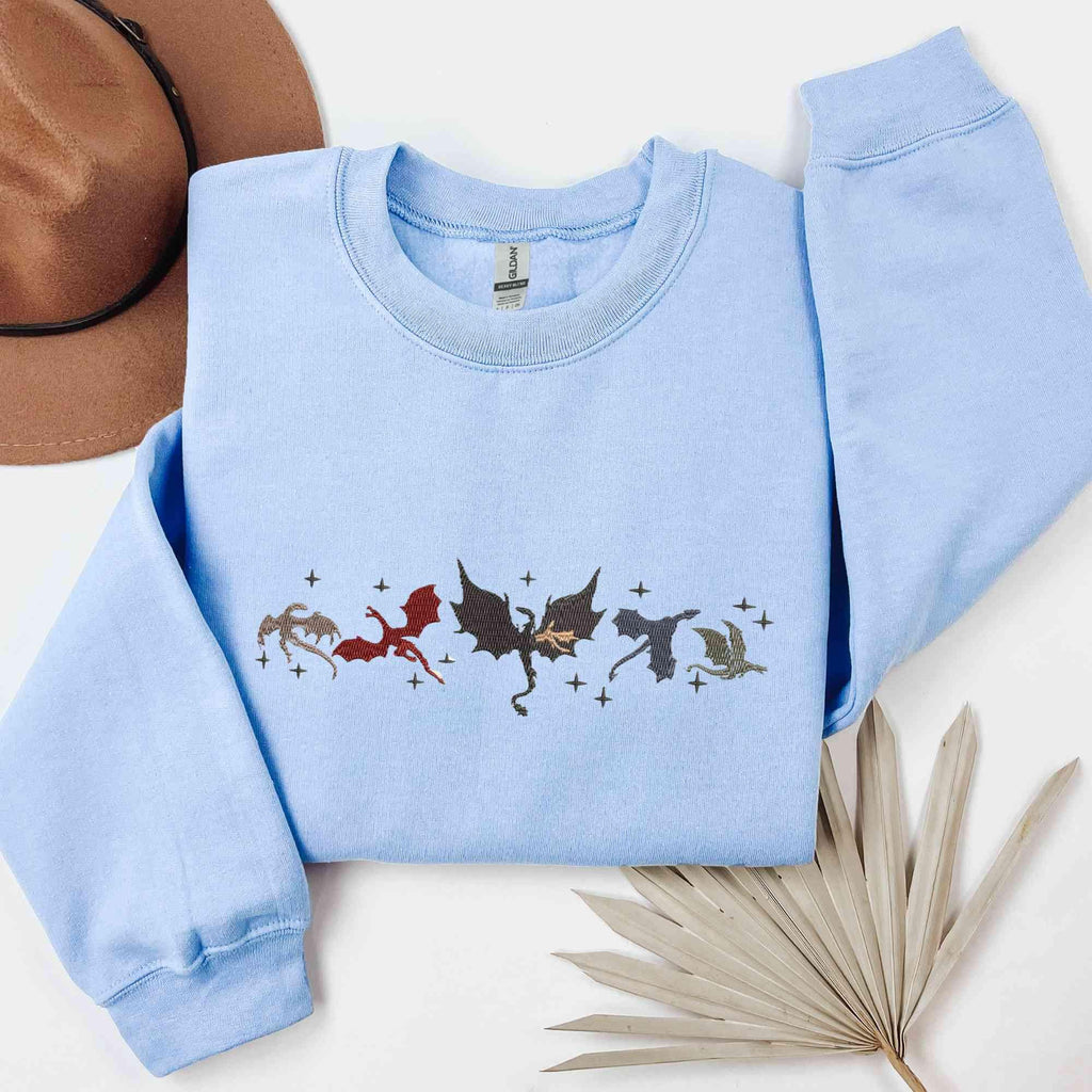 Embroidered Fourth Wing Sweatshirt – Basgiath War College Crewneck – Fantasy Dragon Reader Gift – Bookish Embroidery Sweater