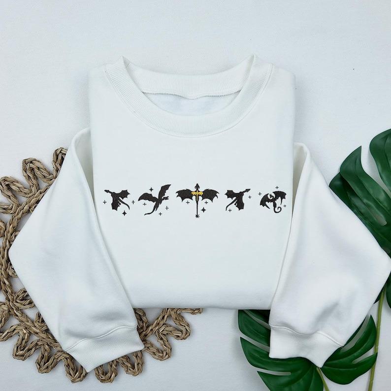 Embroidered Fourth Wing Sweatshirt, Basgiath War College Embroidered Sweatshirt, Fantasy Book Dragon Shirt, Bookish Shirt