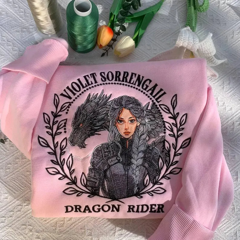 Fourth Wing Embroidered Sweatshirt, Basgiath War College Shirt, Dragon Rider, Violet Sorrengail, Xaden Riorson, Riders Quadrant, Reader