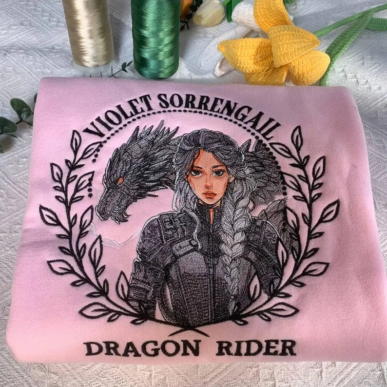 Fourth Wing Embroidered Sweatshirt, Basgiath War College Shirt, Dragon Rider, Violet Sorrengail, Xaden Riorson, Riders Quadrant, Reader