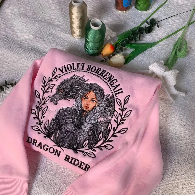 Fourth Wing Embroidered Sweatshirt, Basgiath War College Shirt, Dragon Rider, Violet Sorrengail, Xaden Riorson, Riders Quadrant, Reader