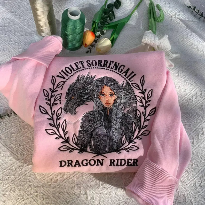 Fourth Wing Embroidered Sweatshirt, Basgiath War College Shirt, Dragon Rider, Violet Sorrengail, Xaden Riorson, Riders Quadrant, Reader