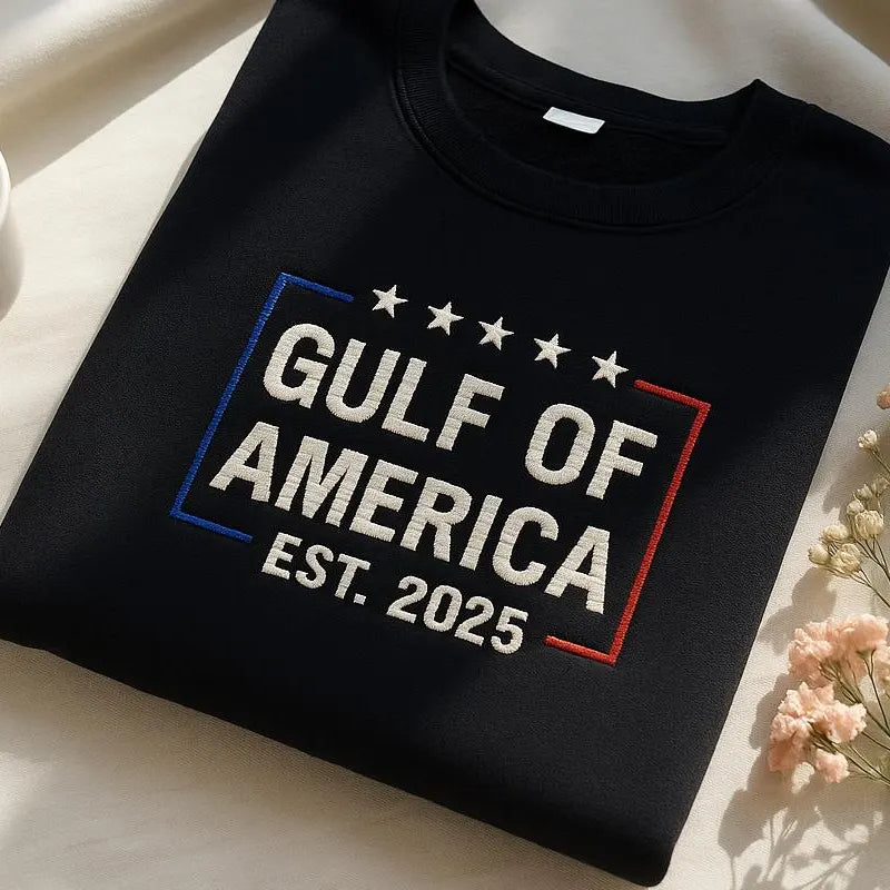 Gulf of America Sweatshirt Embroidery, Funny Gulf of Mexico USA Shirt, Gulf of America Parody Shirt, American