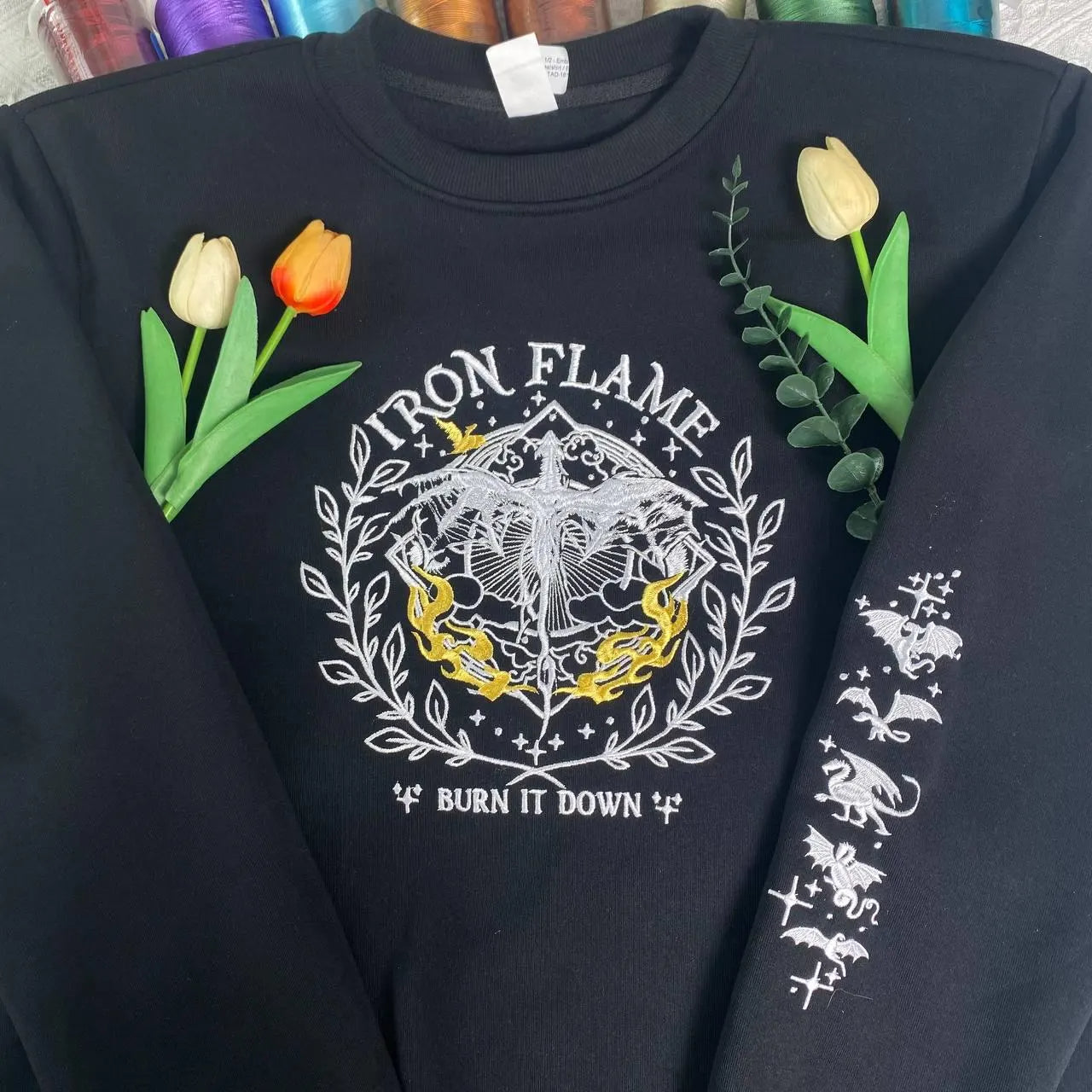Iron Flame Embroidered Sweatshirt , Basgiath War College Hoodie, Fourth Wing Shirt