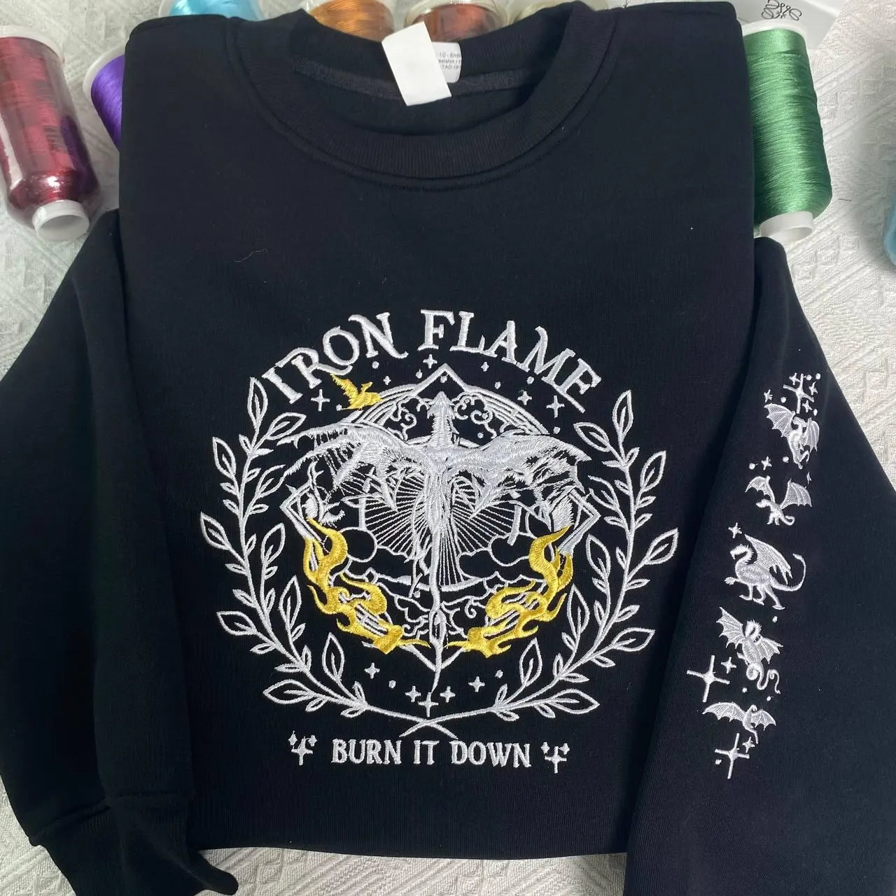 Iron Flame Embroidered Sweatshirt , Basgiath War College Hoodie, Fourth Wing Shirt