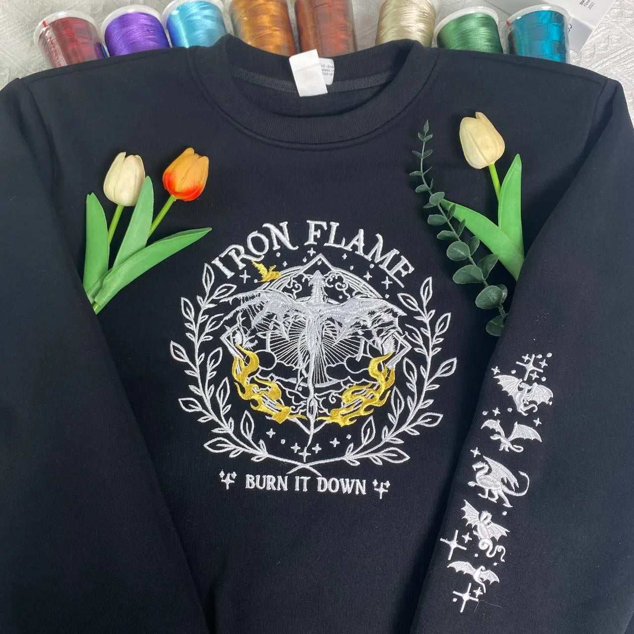 Iron Flame Embroidered Sweatshirt , Basgiath War College Hoodie, Fourth Wing Shirt