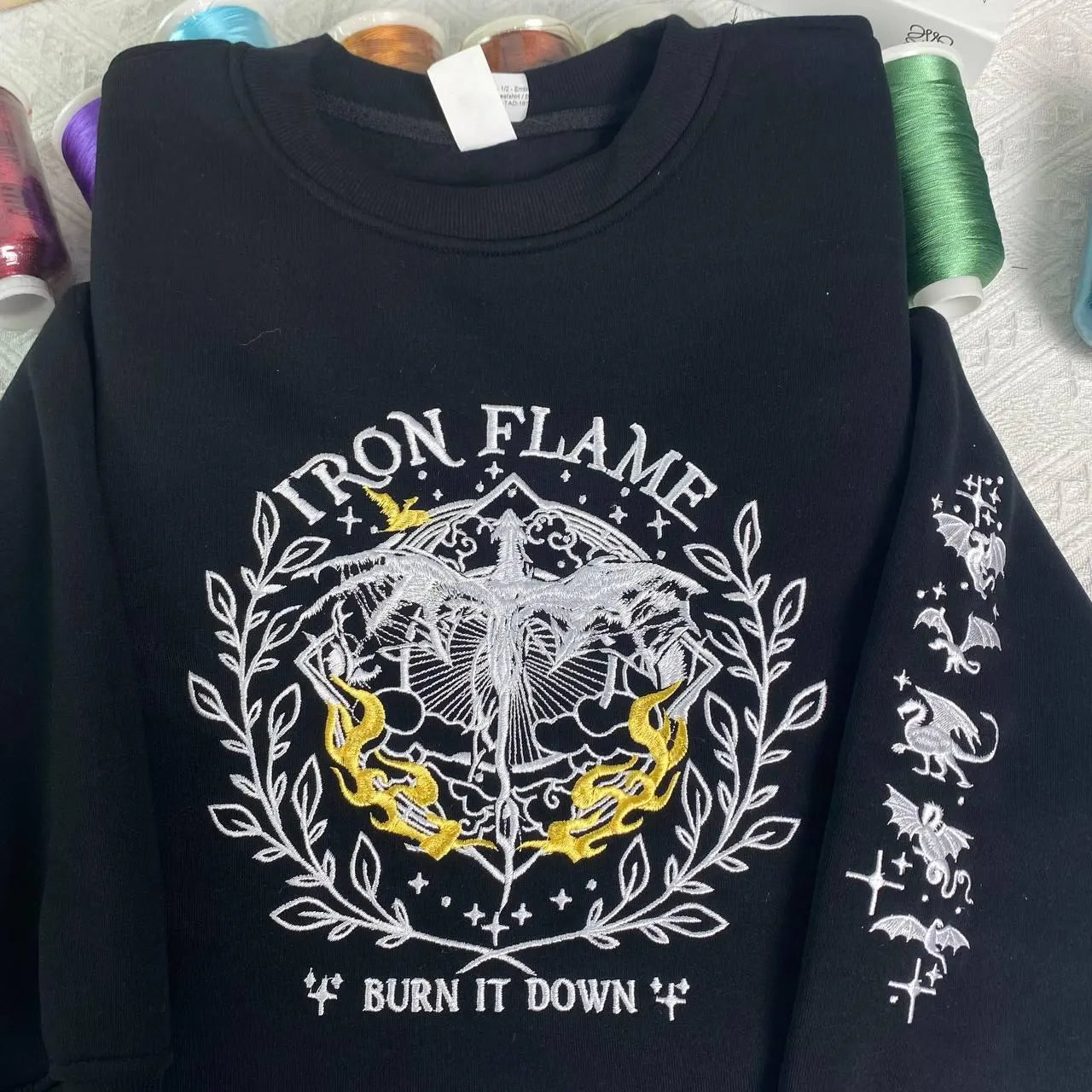 Iron Flame Embroidered Sweatshirt , Basgiath War College Hoodie, Fourth Wing Shirt