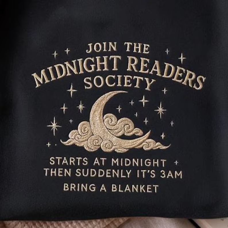 Late Night Readers Book Club Embroidered Sweatshirt, Reading Shirt for Night Owl Reader, Bookstagram Booktok Merch, Literary Bookworm Shirt