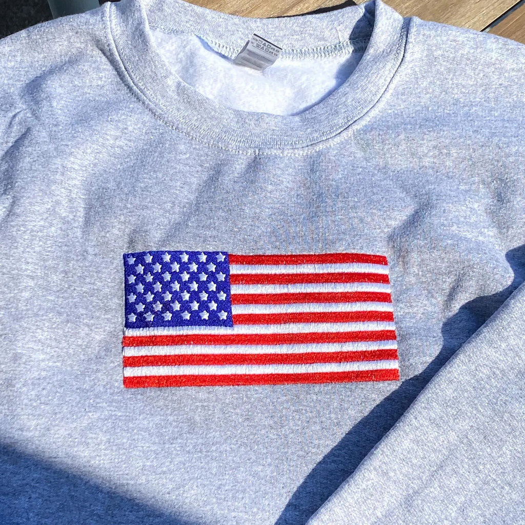 American Flag Embroidered Sweatshirt - USA Patriotic Crewneck - USA Shirt - America Sweatshirt - 4th of July Gift For Men and Women