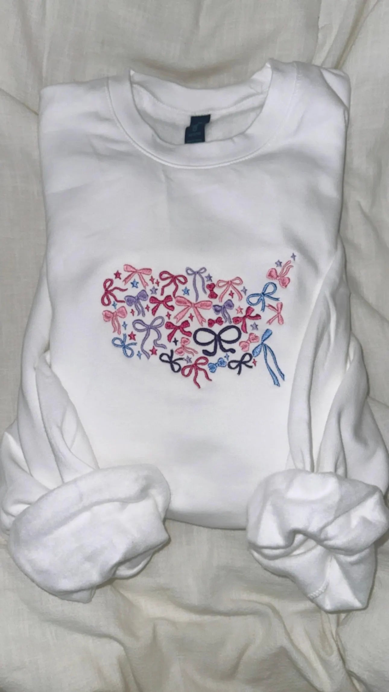 United Bows of America Embroidered Sweatshirt, States sweatshirt, American Girlie Bows, Map