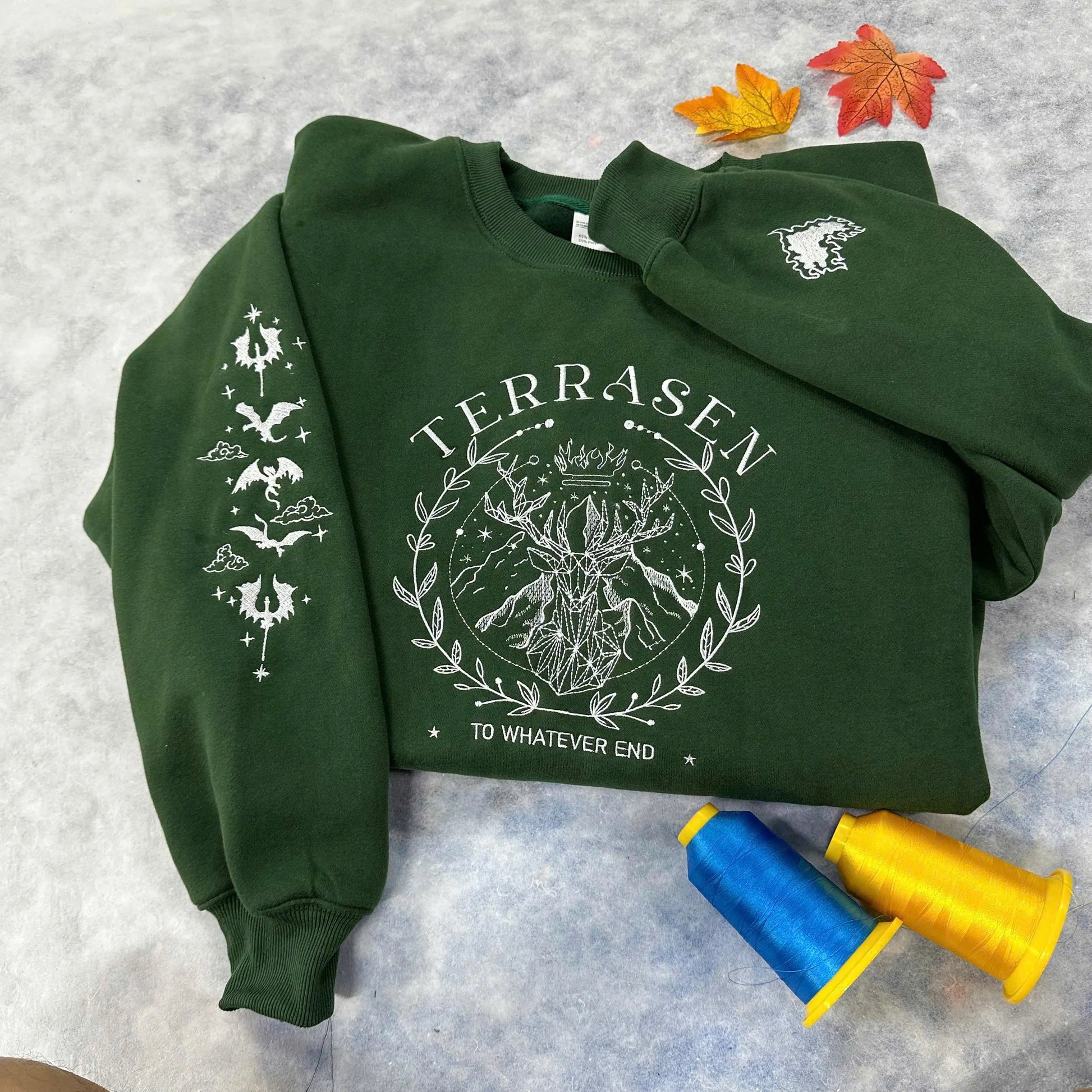 Terrasen shirt Embroidery, To Whatever End Embroidery, Throne of Glass Sweatshirt, gift for mother, gift for birtherday