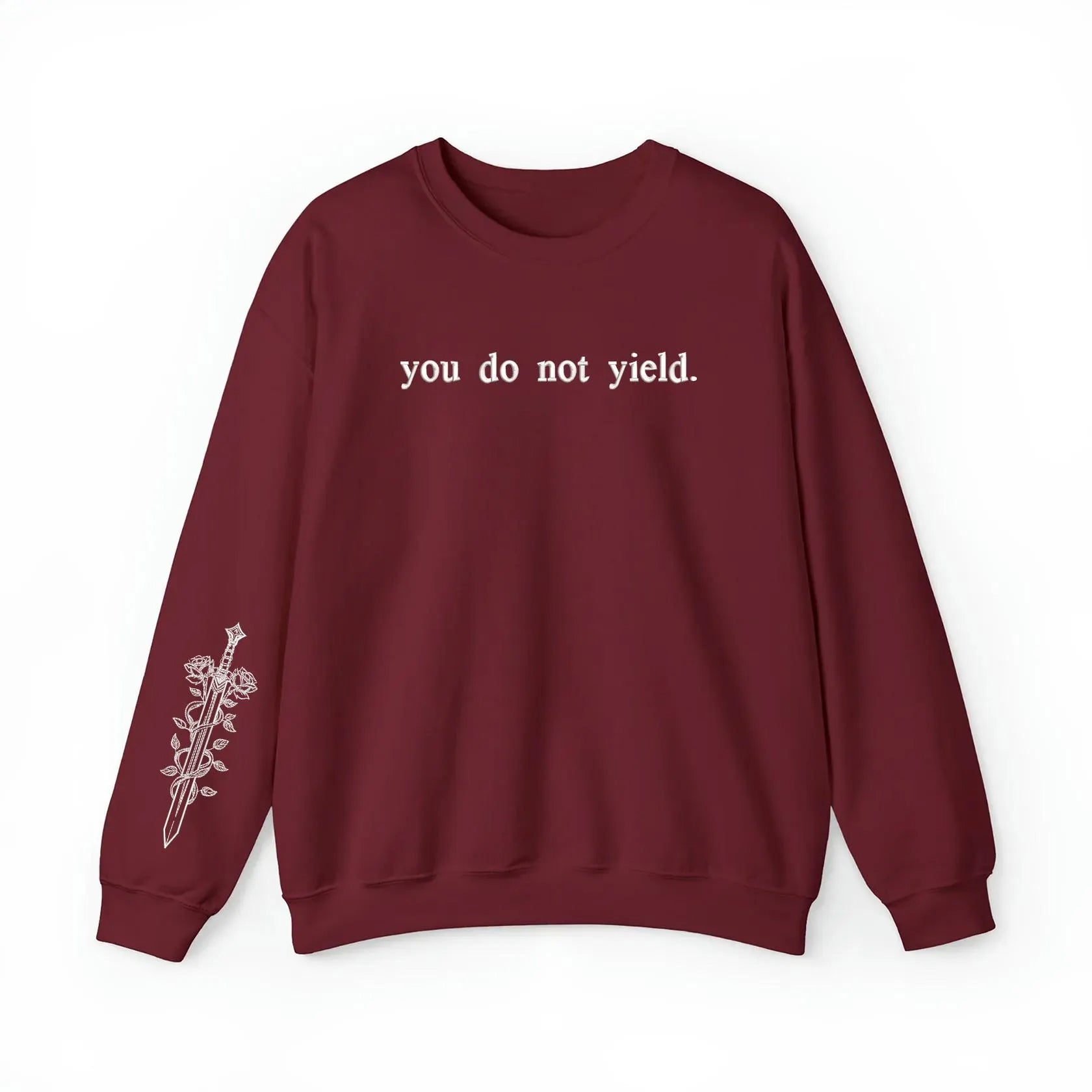 You Do Not Yield - Embroidered Sweater Inspired by Throne of Glass, Fantasy Bookish Gift, TOG Shirt, Aelin Galathynius, Sjm