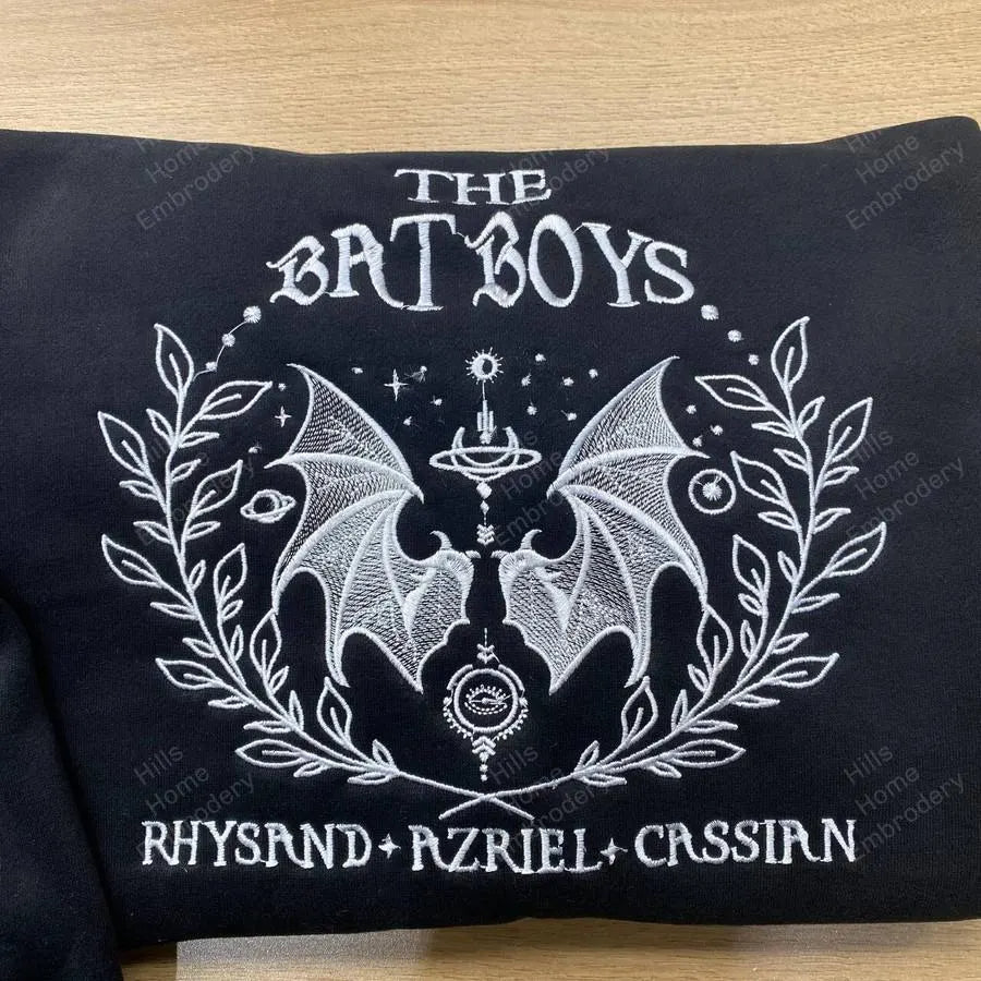 The Bat Boys Embroidered T-shirt, Acotar Bookish Sweatshirt, Illyrians Night Court Hoodie, Court Of Thorns And Roses Rhysand