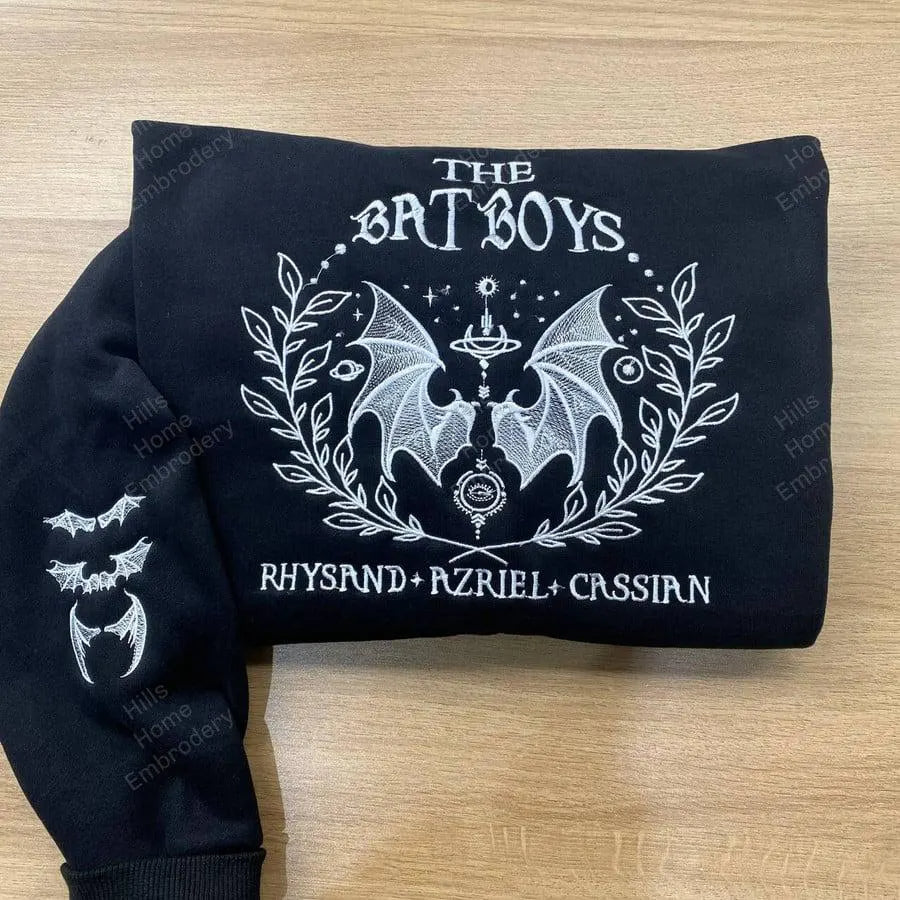 The Bat Boys Embroidered T-shirt, Acotar Bookish Sweatshirt, Illyrians Night Court Hoodie, Court Of Thorns And Roses Rhysand