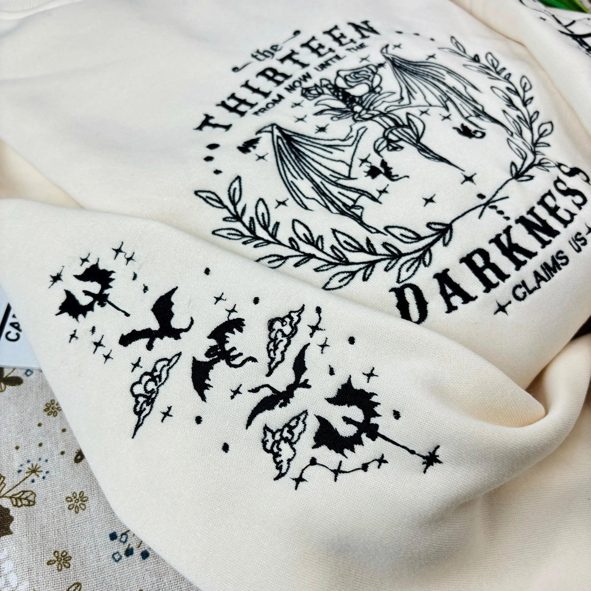 The Thirteen Throne Of Glass Embroidered Sweatshirt, From Now Until the Darkness Claims Us Embroidered Shirt, Fastastic Reader
