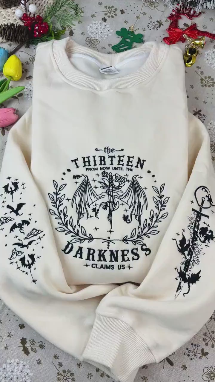 The Thirteen Throne Of Glass Embroidered Sweatshirt, From Now Until the Darkness Claims Us Embroidered Shirt, Fastastic Reader