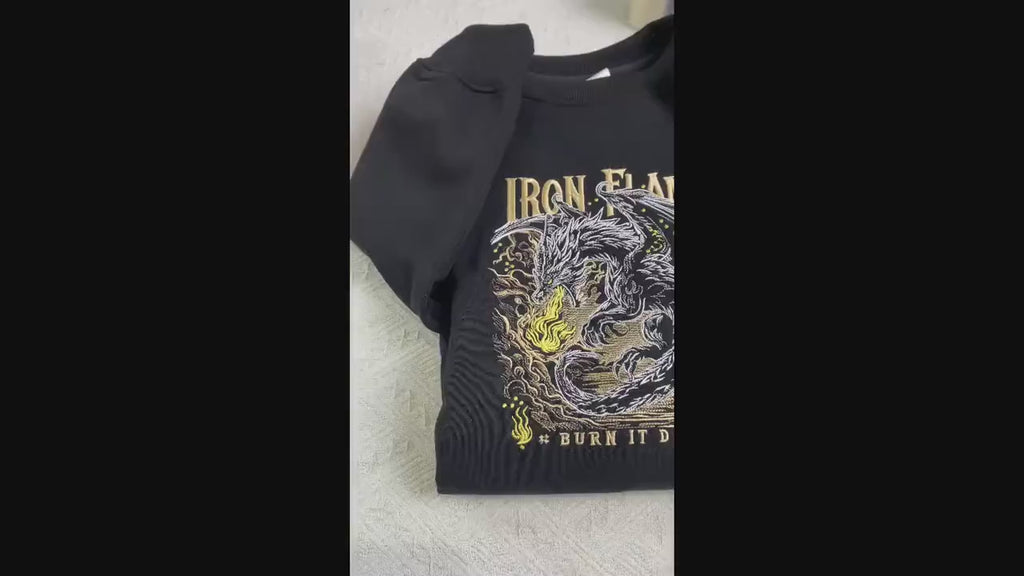 Iron Flame Embroidered Custom Sleeve Hoodie, Fourth Wing Sweatshirt, Basgiath War College Shirt, Dragon Rider,Violt Sorrengail,Rebecca Yoros