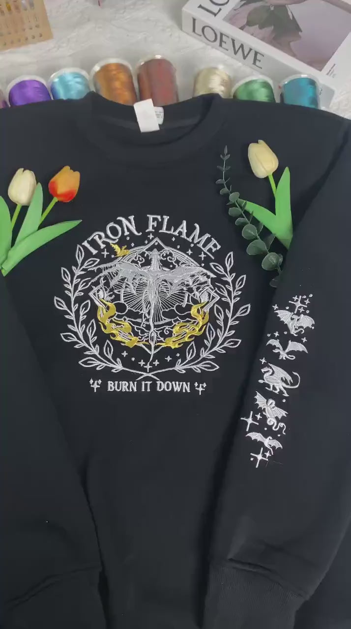 Iron Flame Embroidered Sweatshirt , Basgiath War College Hoodie, Fourth Wing Shirt